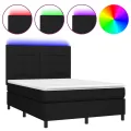 cadre de lit et matelas et LED Noir 140x200 cm Tissu