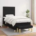 cadre de lit avec matelas Noir 90x200 cm Tissu