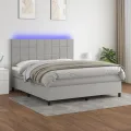 cadre de lit et matelas et LED Gris clair 160x200 cm