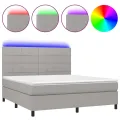 cadre de lit et matelas et LED Gris clair 160x200 cm