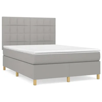 cadre de lit avec matelas Gris clair 140x190cm Tissu