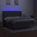 cadre de lit matelas LED Gris foncé 180x200 cm Tissu