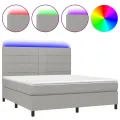 cadre de lit et matelas et LED Gris clair 180x200 cm