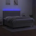 cadre de lit et matelas et LED Gris clair 180x200 cm