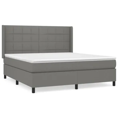 cadre de lit avec matelas Gris foncé 180x200cm Tissu