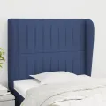 Tête de lit avec oreilles Bleu 93x23x118/128 cm Tissu