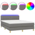 cadre de lit et matelas et LED Gris foncé 140x200 cm