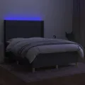 cadre de lit matelas LED Gris foncé 140x190 cm Tissu