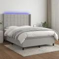 cadre de lit matelas LED Gris clair 140x200 cm Tissu