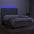 cadre de lit matelas LED Gris clair 140x200 cm Tissu