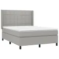 cadre de lit matelas LED Gris clair 140x200 cm Tissu