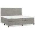 cadre de lit et matelas Gris clair 200x200cm Velours