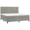 cadre de lit et matelas Gris clair 200x200cm Velours