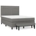 cadre de lit avec matelas Gris foncé 140x200cm Tissu
