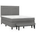 cadre de lit avec matelas Gris foncé 140x200cm Tissu