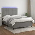 cadre de lit et matelas et LED Gris foncé 140x190 cm