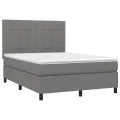 cadre de lit et matelas et LED Gris foncé 140x190 cm
