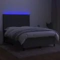 cadre de lit et matelas et LED Gris foncé 140x190 cm