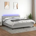 cadre de lit et matelas et LED Gris clair 180x200 cm