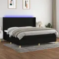 cadre de lit matelas et LED Noir 200x200 cm Tissu