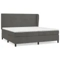 cadre de lit et matelas Gris foncé 200x200cm Velours