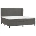 cadre de lit et matelas Gris foncé 200x200cm Velours