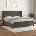 cadre de lit et matelas Gris foncé 200x200cm Velours