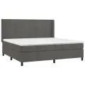 cadre de lit et matelas Gris foncé 200x200cm Velours