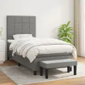 cadre de lit et matelas Gris foncé 90x190 cm Tissu