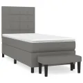 cadre de lit et matelas Gris foncé 90x190 cm Tissu