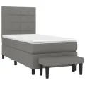 cadre de lit et matelas Gris foncé 90x190 cm Tissu