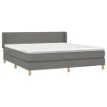 cadre de lit avec matelas Gris foncé 180x200cm Tissu