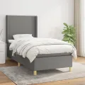 cadre de lit et matelas Gris foncé 90x190 cm Tissu