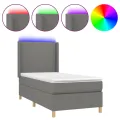 cadre de lit matelas LED Gris foncé 90x190cm Tissu