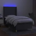 cadre de lit matelas LED Gris foncé 90x190cm Tissu
