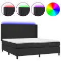 cadre de lit matelas LED Noir 180x200cm Similicuir