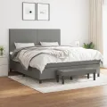 cadre de lit avec matelas Gris foncé 180x200cm Tissu