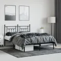 Cadre de lit métal avec tête de lit noir 140x190 cm