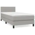 cadre de lit et matelas Gris clair 90x190 cm Tissu