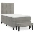 cadre de lit et matelas Gris clair 80x200 cm Velours