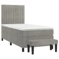 cadre de lit et matelas Gris clair 80x200 cm Velours