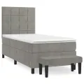 cadre de lit et matelas Gris clair 100x200cm Velours