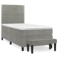 cadre de lit et matelas Gris clair 90x200 cm Velours