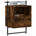 Table de chevet murale chêne fumé 40x30x61 cm bois d'ingénierie