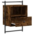 Table de chevet murale chêne fumé 40x30x61 cm bois d'ingénierie