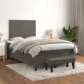cadre de lit et matelas Gris foncé 120x200cm Velours