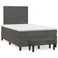 cadre de lit et matelas Gris foncé 120x200cm Velours