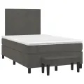 cadre de lit et matelas Gris foncé 120x200cm Velours