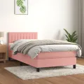 cadre de lit avec matelas Rose 90x200 cm Velours