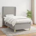 cadre de lit avec matelas Gris clair 80x200 cm Tissu